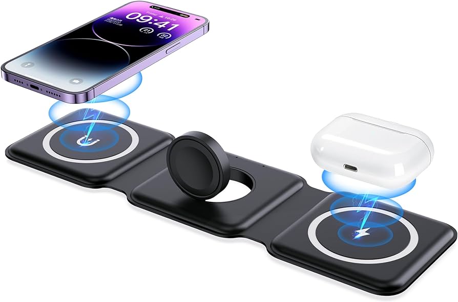 3in1 Folded transparent magnetic wireless charging