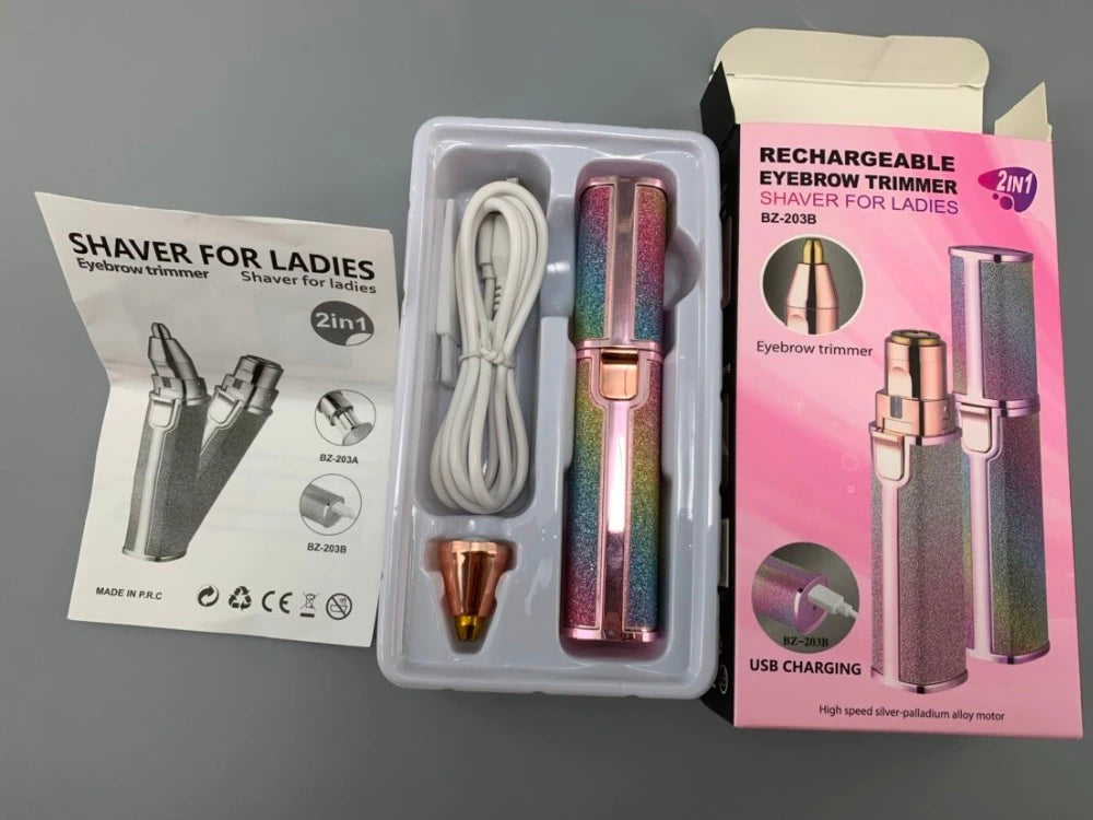 2-in-1 Eyebrow Trimmer & Facial Hair Remover-Rechargeable